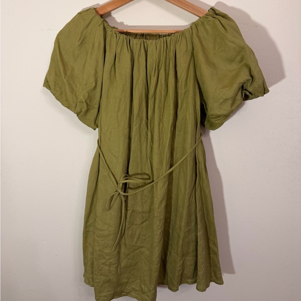 DISSH Linen Off the Shoulder Mini Dress